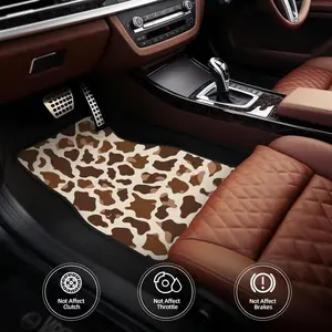4pcs Brown Cute Cow Car Floor Mats | Polyester Universal Fit Automotive Liners Set for Women Girls, Girly Car Accessories, Car Accessories Women, car interior accessory, girly car interior sets, Carpets & Rugs
