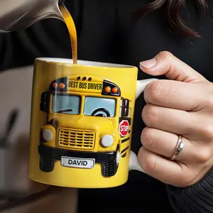 Personalized Best Bus Driver Mug, Custom Name School Bus Coffee Cup, Mother's Day, 3D Inflated Effect Print 2D Ceramic Mug,