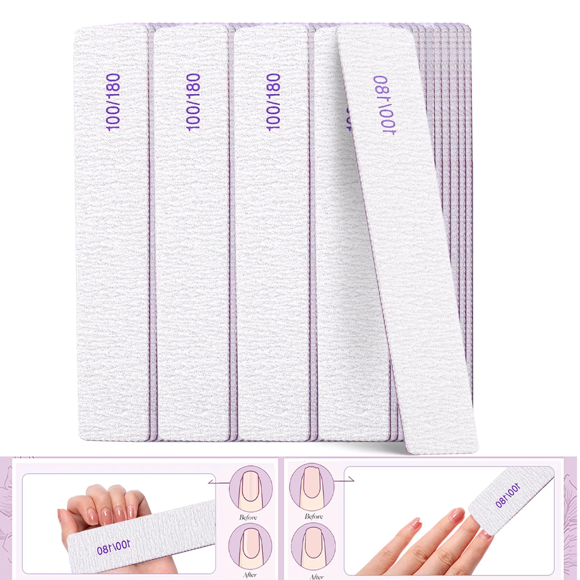 Nail Files And Buffers, 100/180 Grit, Durable Sandpaper, High ...