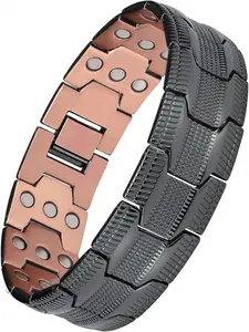 Men's Magnetic Therapy Copper Bracelet, Fashionable Bangles, 3x Strength Design with 3800gauss Magnets & Premium Fold-Over Clasp, All Season Wear