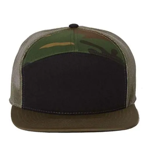 7 Panel Camo, Olive, Black