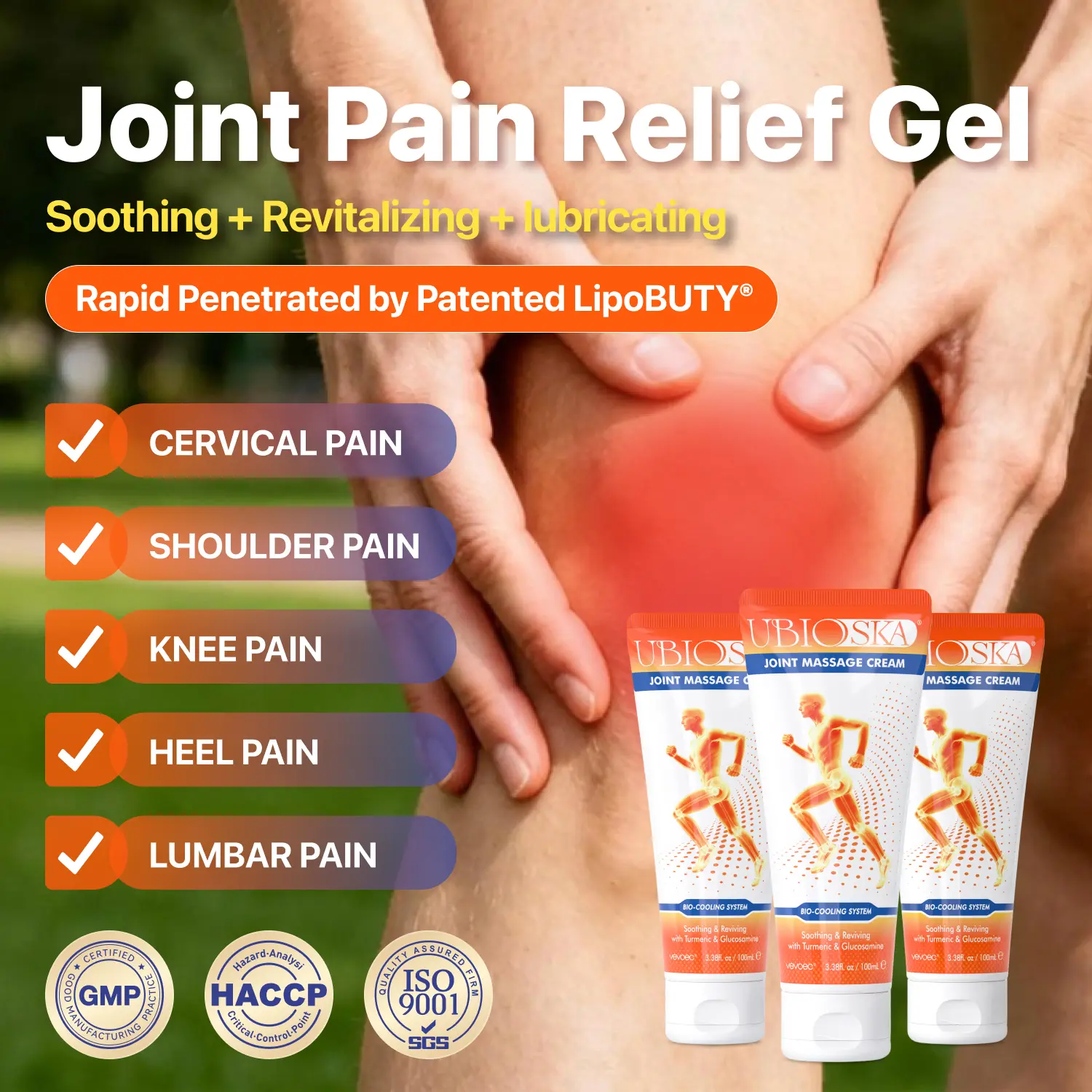 Family Bundle - UBIOSKA Joint Soothing Massage Cream 100ml/3.4 oz | With Glucosamine, Chondroitin, Hyaluronic Acid, Menthol, Turmeric and MSM | Ideal For Neck, Shoulder, Back, Knee, Foot, Muscle Comfort | Portable, Travel-Friendly | Gift For Mon&Dad tikto