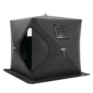 1-2 Person Outdoor Portable Ice Shelter Pop-Up Ice Fishing Shanty Tent, Weatherproof, Insulated, Quick-Setup Ice Hut for On-Ice Fishing, Lightweight Frame, Durable Zippered Door, Windproof Snow Shelter for Cold Weather