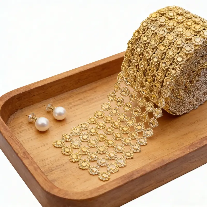 2 rolls Sparkling Crystal Sunflower Mesh Ribbon Home Room Decor