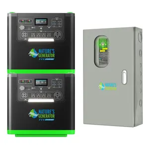 Natures Generator 3840Wh Solar Generator, LiFePO4 Batteries, 6000W Portable Power Station for Home Backup, RVs, Emergencies, Power Outages, and Outdoor Camping (2-6000W+ ATS50A)