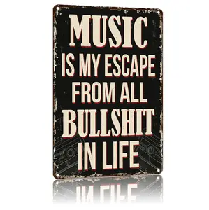 8x12 Aluminum Metal Sign | "Music Is My Escape" Music Lover Wall Decor Musician & DJ Decor Gift