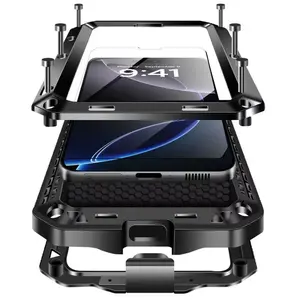 Heavy duty armored aluminum phone case, for iPhone 17 16 15 14 13 Promax 16 15 14 Plus 16e17e shockproof anti drop protective case