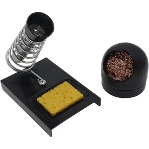 Soldering Iron Stand Solder Holder with Soldering Iron Tip Cleaner and Cleaning Sponge Black Brass Base Soldering Accessories