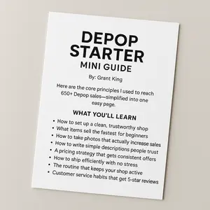 Depop Starter Mini Guide Physical Card Full Digital Guide Included for Beginners How to Set Up a Clean Trustworthy Shop and Sell Fast