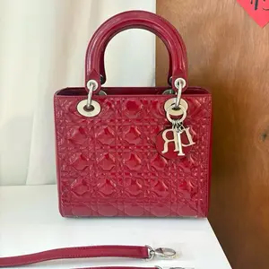 Pre-owned Dior leather Shoulder Bags Lady red medium