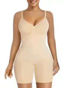 Second-Skin Women's Compression Bodysuit, Zip-Up Closure, Ultra Stretch Fabric, Breathable Mesh Design, Adjustable Tailored Fit for All-Day Daily Wear