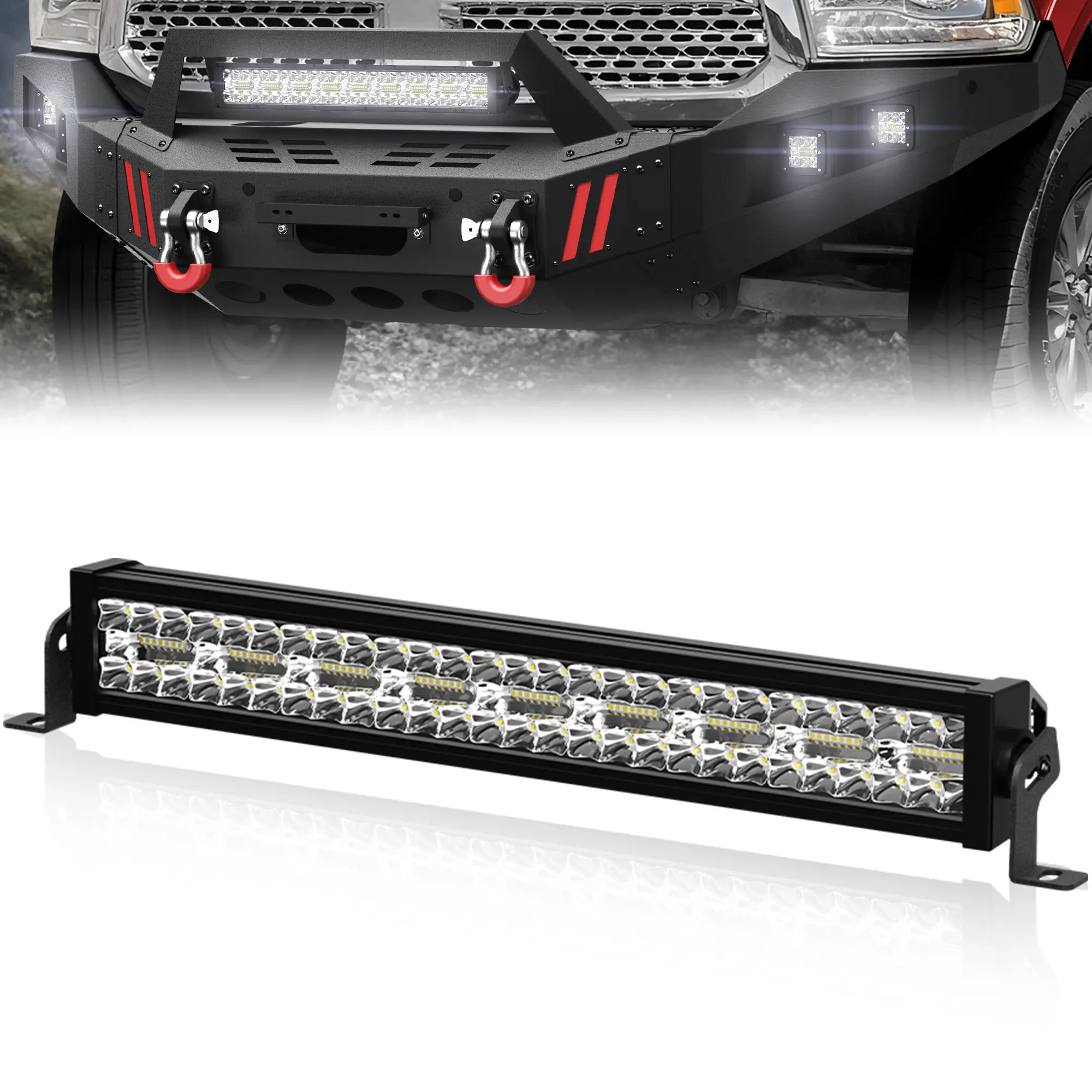 POFENZE 22 Inch LED Light Bar,LED Light Bar for Vehicle Front Mounting with Mounting Brackets LED Grille Light sohochic