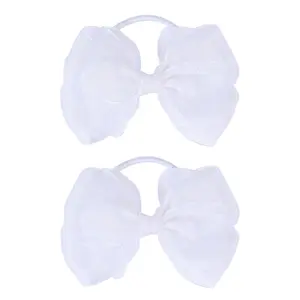 4.5-Inch Organza Hair Ties for Girls, 2 count Soft Stretchy Scrunchies, Colorful Ponytail Holders for , Teens & Women -  for Daily Wear or Holiday Gifts(White)