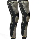 Unisex Copper Fiber Full Leg Durable Sports Sleeves - Pull-On Thigh Compression Gear, Adjustable, Non-Slip Knee Support, Extra Support, Boost Circulation, Injury Prevention, Active Recovery for Weightlifting