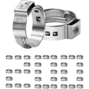 1/2 Inch PEX Cinch Clamp Rings 304 Stainless Steel Single Ear Hose Clamps for Plumbing and Pipe Fitting Connections PEX tubing Pipe 3/4 Inch PEX Cinch Clamp Rings
