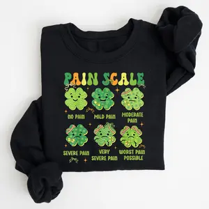 Funny Pain Scale Shamrock Nurse St. Patrick's Day Sweatshirt, Funny Pain Scale Holiday Nurse Shirt, RN Shirt, Pediatric Nurse, NICU, Registered Nurse Irish Sweater