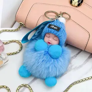 Adorable Sleeping Baby Plush Keychain – Soft Fur Charm for Moms, Bags, Cars & Strollers
