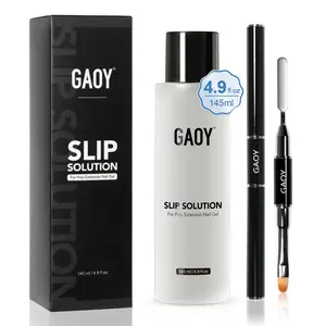GAOY Slip Solution Set for Poly Gel Nails, 145ml Anti-stick Gel Liquid with Nail Art Brush, for Building Extension Gel Nails Polish Manicure
