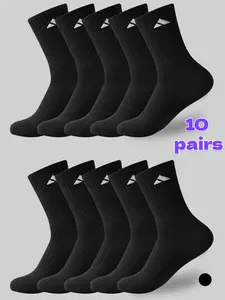 Men's Popular Mid-Calf Sports Socks, Breathable, Sweat-Absorbing, Odor-Resistant, Suitable for All Seasons, 10-Pack for Daily Casual Wear, Sports, Running, Workouts, Versatile Mid-Calf Socks for Various Occasions, Sports Fit Socks