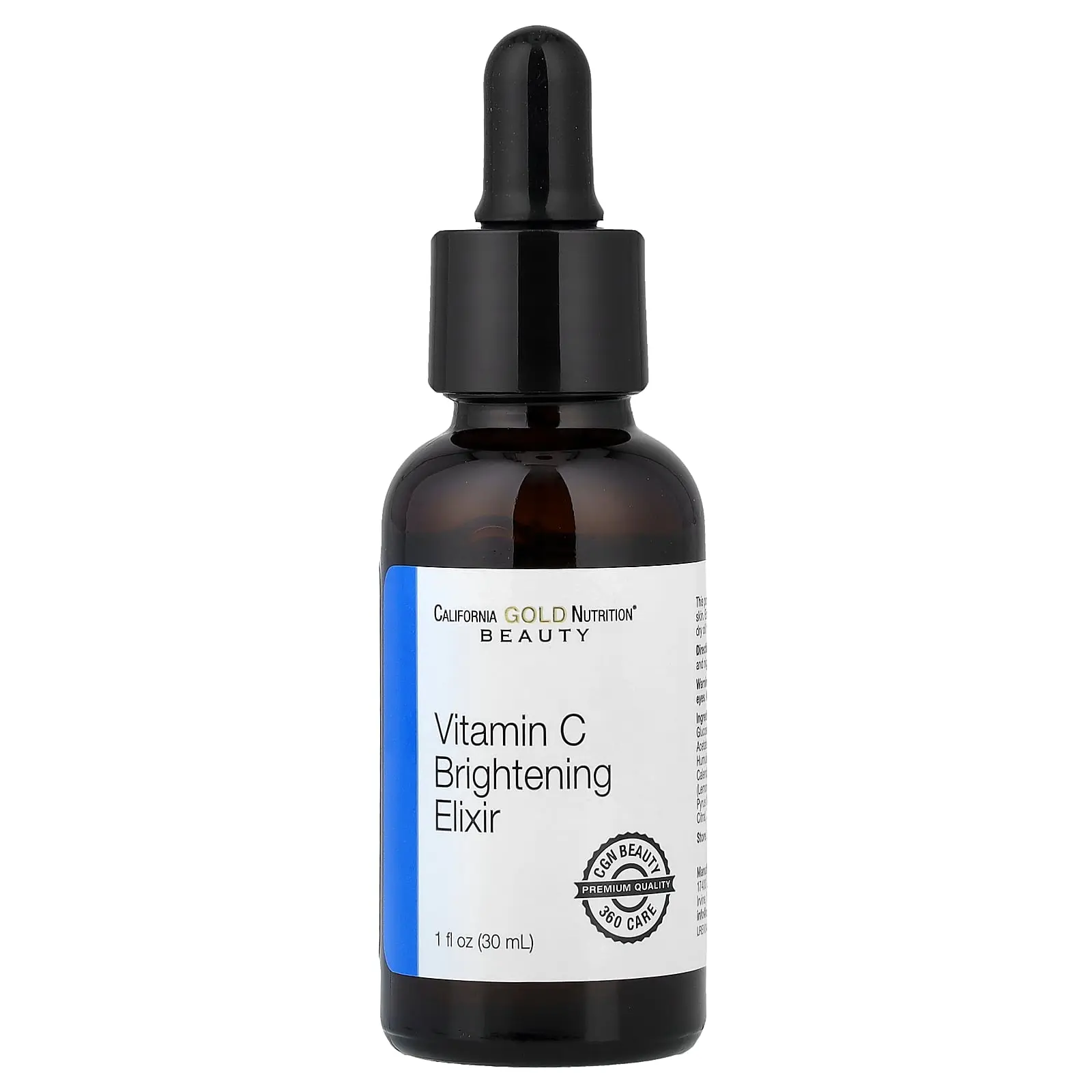 California Gold Nutrition Beauty, Vitamin C Brightening Elixir, Enhanced Brightening Dry Oil Serum, 1 fl oz (30 ml)