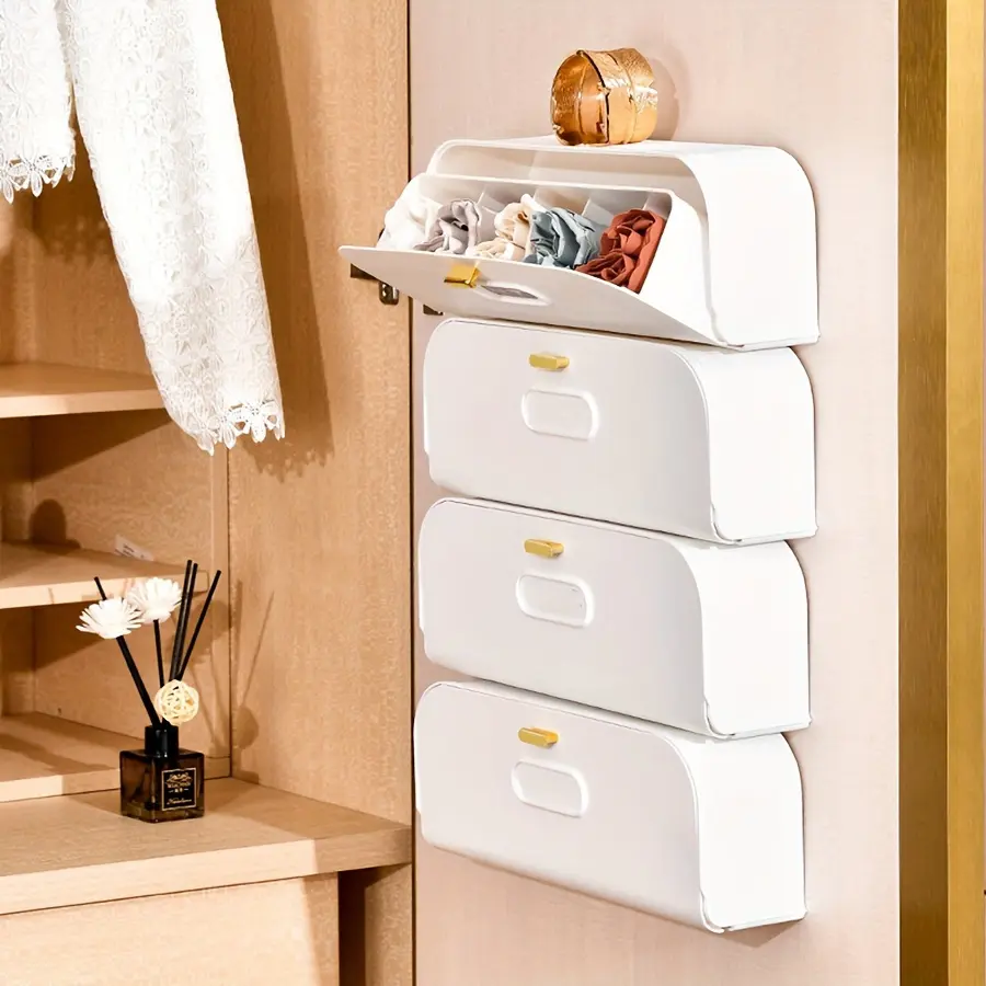 1/3 Hanging Bra and Sock Drawer Organizer, Lightweight Plastic Storage Box, Underwear and Accessories Divider, Essential for Home Closet