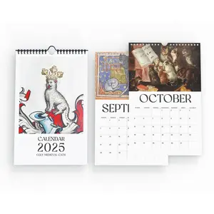 12 Months Wall Calendar 2025 Weird Medieval Cats Paintings Christmas Gift Idea Funny Present Home Decor