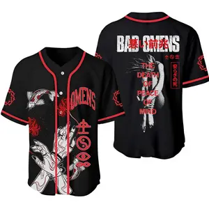 Bad Omens Baseball Jersey The Death Of Peace Of Mind Baseball Jersey Bad Omens Symbol Jersey Shirt Gift For Fans Men Women