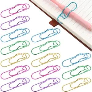 15 count Metal Pen Clips for Notebook, 2.8 Inch Paper Clip Pen Holder for Notebooks Papers Planner  Office Supplies (Blue////Green, Heart Shape)