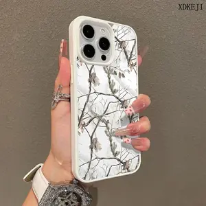 Tree White Camouflage Pattern Premium Magnetic Case for iPhone 17 Air 16 15 14 Pro Max 13 12 11 Plus Smartphone Shockproof Protection Acrylic Back Cover Cellphone Protective magsafe case Casing Gift