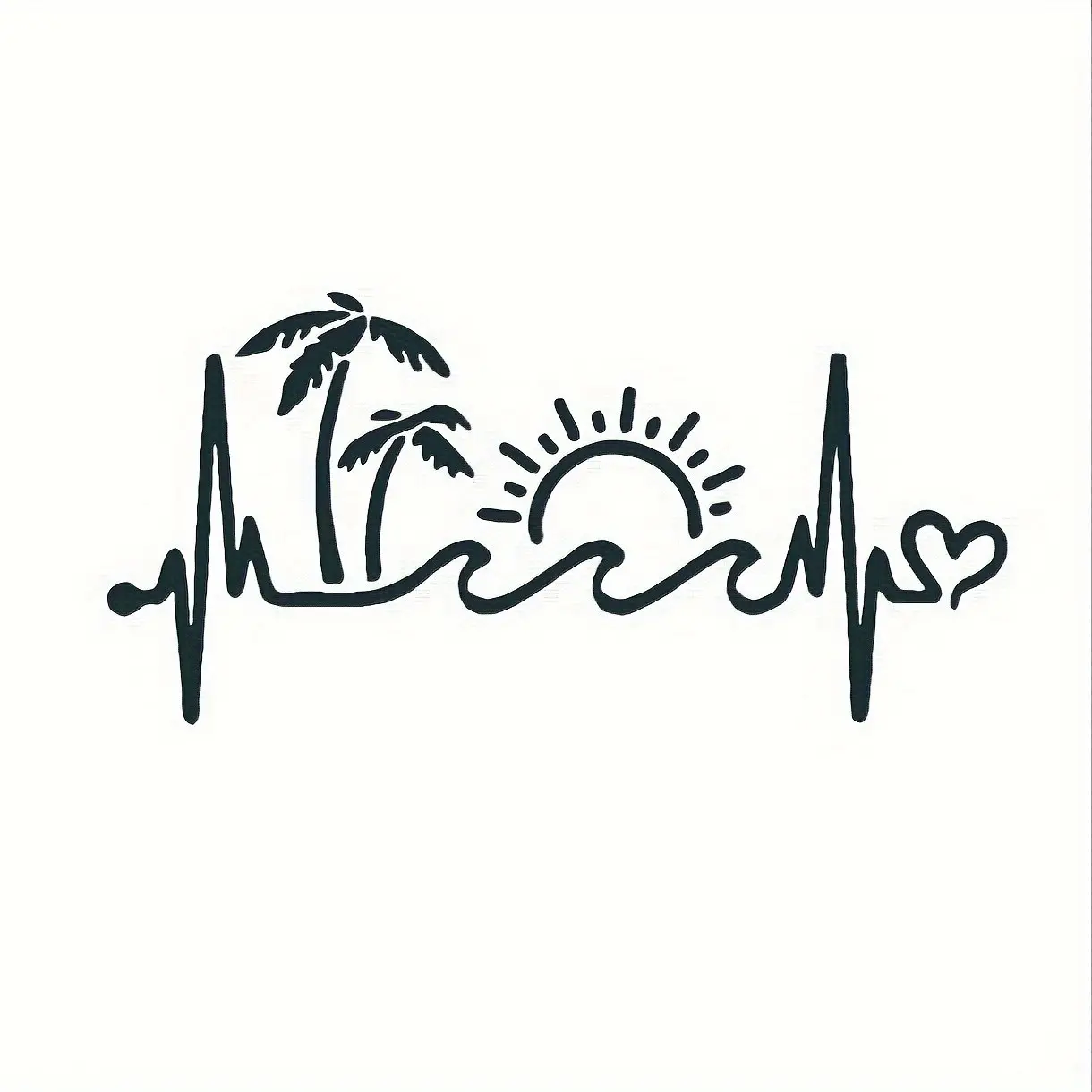 Beach Scene Car Sticker, Wave Palm Tree Sun Design, Single Use Window Bumper Decor, Laptop Decal, Motorcycle Vinyl