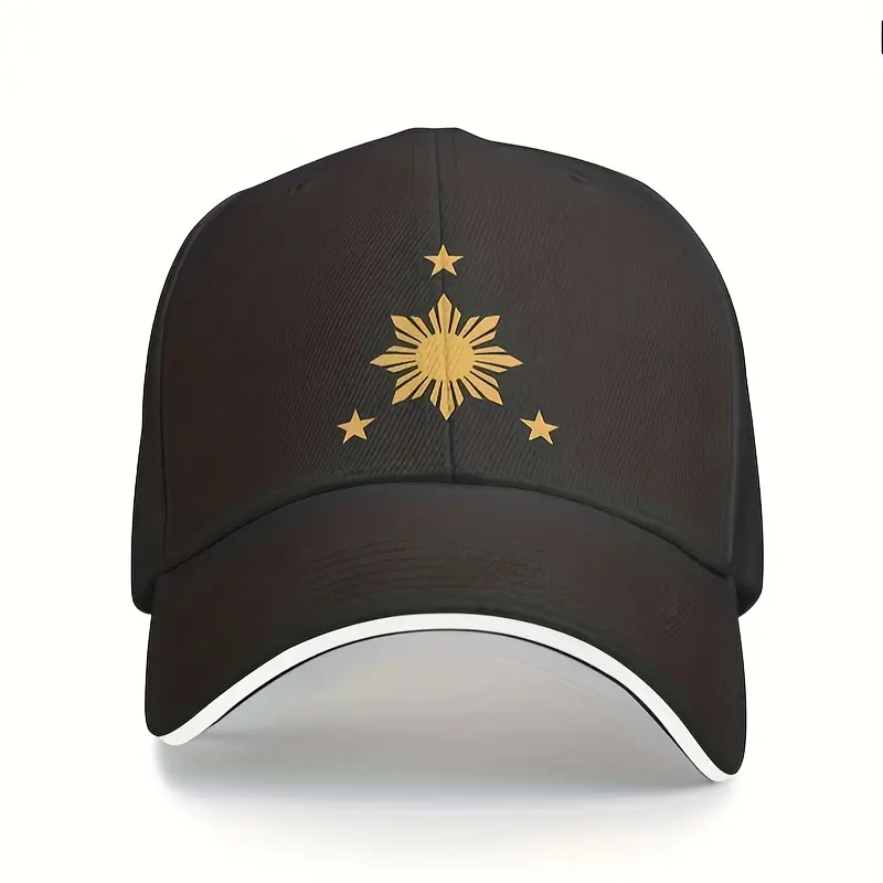 Philippine Star Emblem National Emblem Baseball Cap - Unisex Casual Non-Stretch 100% Polyester Hat for Outdoor Activities, National Emblem Hats