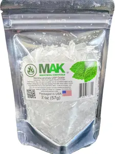 Mak Menthol Crystal 2 oz Pure Organic 100% Natural Menthol Crystals from Mint Crystal Mentha Arvensis Resealable Standup Bag Long-Lasting Freshness