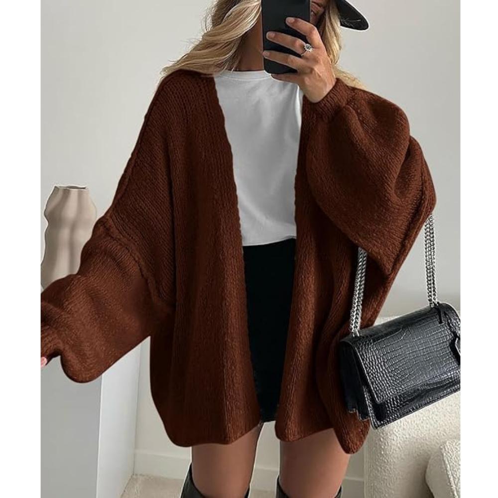 PRETTYGARDEN Womens Oversized Cardigan Sweaters Fall Long Lantern Sleeve Knit Open Front Lightweight