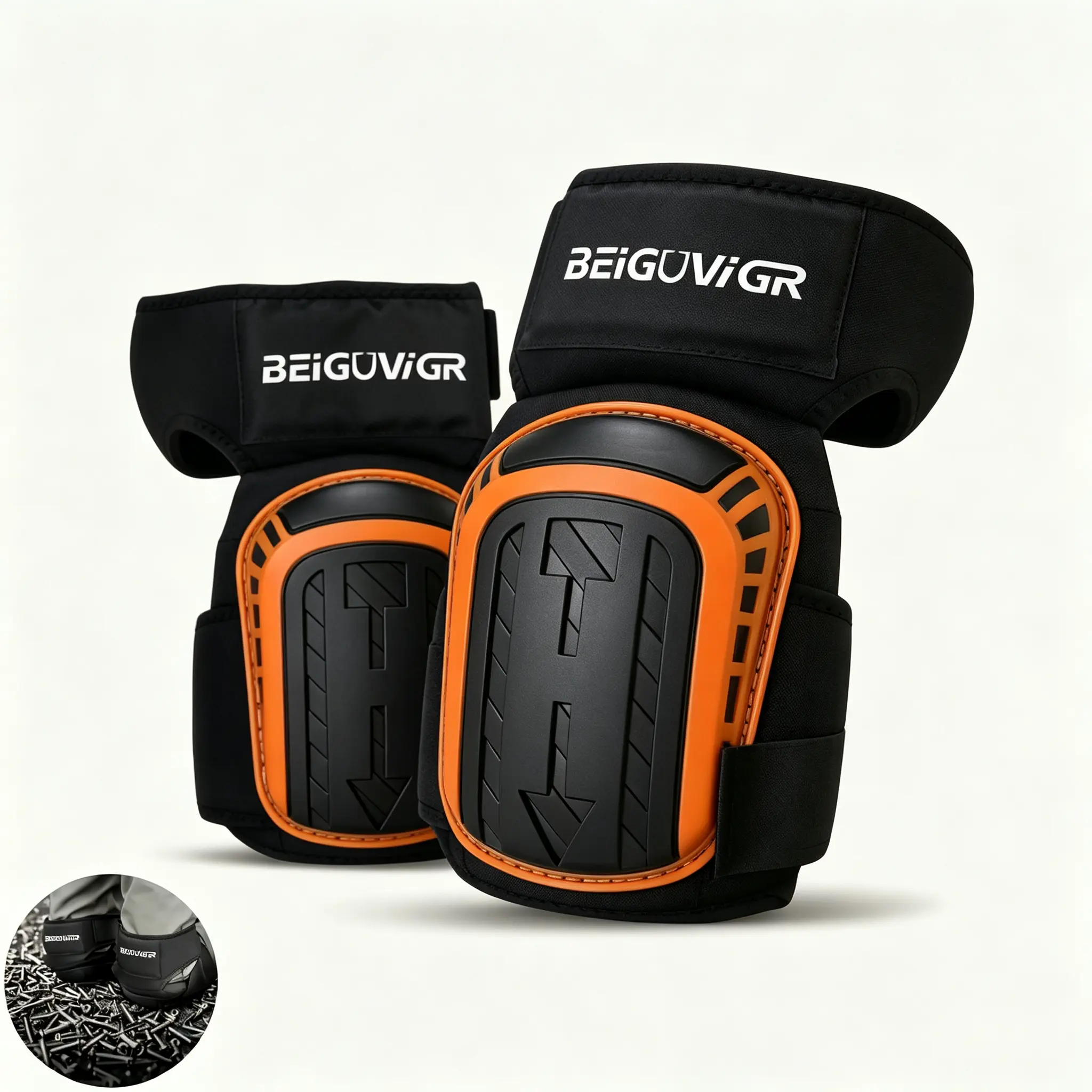 BEIGUVIGR Heavy Duty Work Knee Pads - Anti-Slip Hard Shell Protection for Construction & Flooring