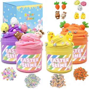 Easter Basket Stuffers for Kids 4 Pack – Easter Slime with Charms, Party Favors & Non-Candy Treats for Girls & Boys 8-12 – Goodie Bag Fillers & Easter Gifts