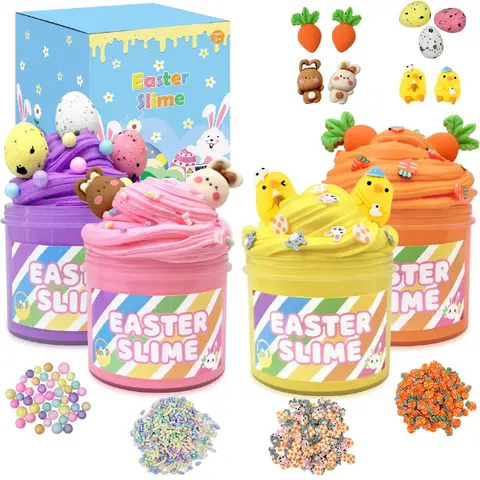 Charmed Slime 4-Pack with Charms, Safe Non-Candy Slime & Squishy Toys, Kids' Easter Gifts & Basket Stuffers for 8-12 Year Olds, Unisex Party Favors & Goodie Bag Fillers