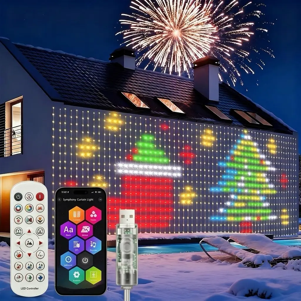 GDNYZ Smart Curtain LED Mood Lights - App & Remote Control, Music Sync, Programmable Dynamic Ambient Lighting, DIY Color-Changing Design, Colorful Lights for Home Decor Items, Party Decoration Supplies, Graduation & Engagement Party Decor