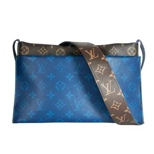 Pre-owned Louis Vuitton Monogram Mini Bags Limited Edition Pacific Coated Canvas Outdoor Pouch Medium Bicolor Blue