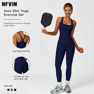Two-Piece Sports Suit for Women MFVIM - Comfortable Yoga Clothing, Quick-Drying Tank Top & High-Waisted Pants, Versatile All-Season Outdoor Activewear