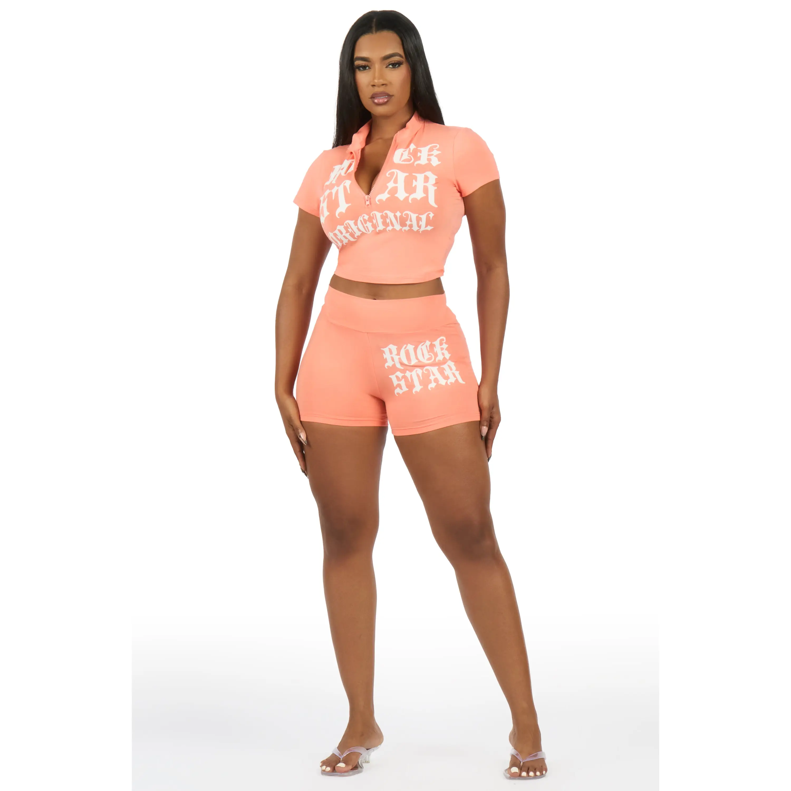 Takeshia Orange Short Set