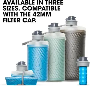 Hydrapak Flux - Collapsible Backpacking Water Bottle (750ml) - BPA Free, Ultra Light, Spill-Proof Twist Cap - Mammoth Grey