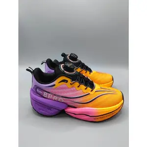 Unisex Running Shoes with Shock Absorption Carbon Plate, Breathable Jacquard Textile, Gradient Color Design, Professional Racing Style