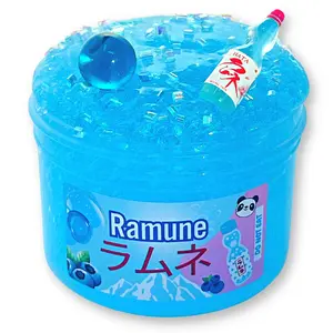 Blueberry Ramune Drink Bingsu Clear Jelly Slime w/ Charms
