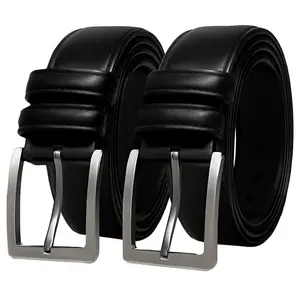Men's High Quality Leather Belt 2-Pack 1 3/8" Wide Durable Stylish for Golf Casual & Formal Wear High-Quality Leather