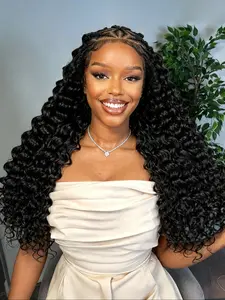 13x6 Lace Front Fashion Braided Wig, Synthetic Fiber Wig, Unique Wave Hairband Design, Customizable Look, Ideal for Daily Work Use, Synthetic Braided Wigs