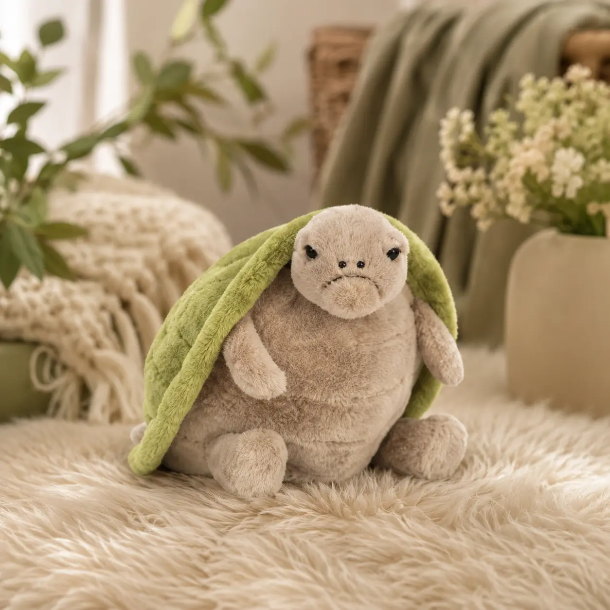 Jellycat Timmy Turtle Plush – Soft Green Shell Grumpy Turtle Stuffed Animal