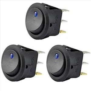 3Pc 12V 20A Rocker Toggle LED Switch Blue Light SPST On-Off Control for Boats Cars Racing Cars Off-Road Vehicles Heavy Trucks RVs ATVs and Anything That Uses a 12 Volt Power