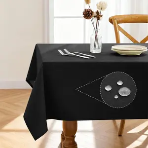 Pureegg Rectangle Linen Tablecloth Waterproof & Stain Resistant, Wrinkle-Free Table Cloth Adds Elegance and Protection, Ideal for Dining, Party, Wedding and Outdoor, 52 x 70 Inch, Black