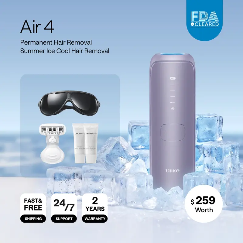 【Super Brand Day】Ulike Air 4 IPL Laser Hair Removal Device - Boosted Power, Easy Operation, Ice-Cooling Contact Tech, Skin Sensor, Color Correction, Antibacterial - For Women & Men - 90% Reduction in 4 Wks - Self Care Hair Tool Beauty Appliance,techvibes