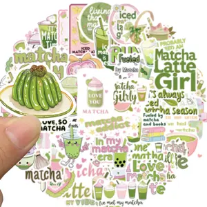 Matcha Stickers for Kids, 50pcs Summer Stickers Pack, Vinyl Waterproof Graphic Decal Sticker for Water Bottle Scrapbook Laptop Journal Party Favors Classroom (Matcha)